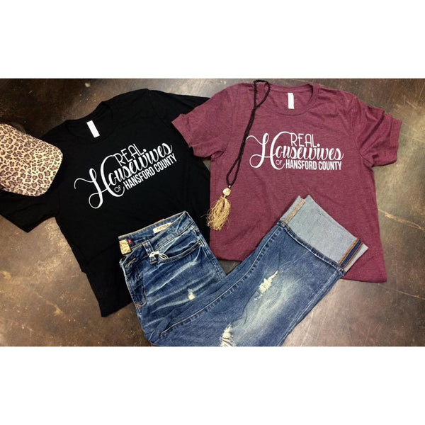 Real Housewives Of Shiocton Graphic T-Shirt in Black, Burgundy and Hunter Green - Boot Lovers
