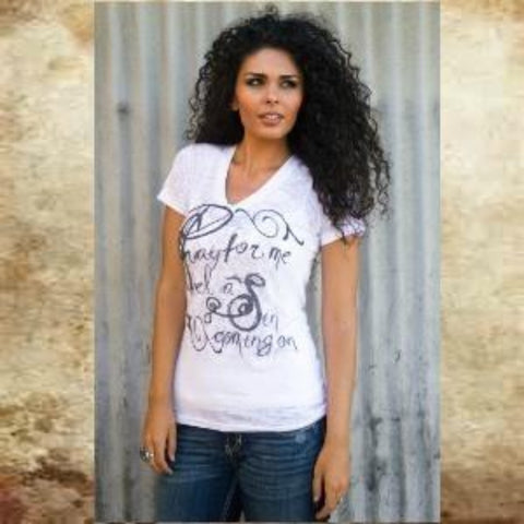 Pray For Me.....I Feel a Sin Coming On V Neck Burn Out T Shirt - Boot Lovers